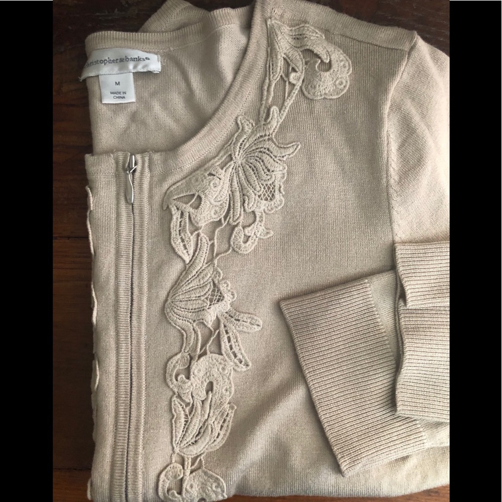 ❌SOLD ❌ Lace embellished zip cardi